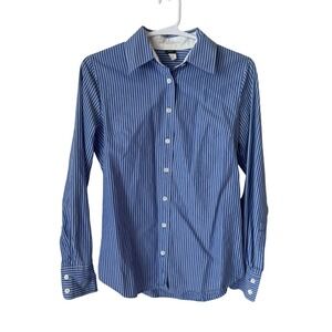 J.Crew Kathryn Slim-fit Striped Button Down Shirt Blue White Cotton XS RN77388